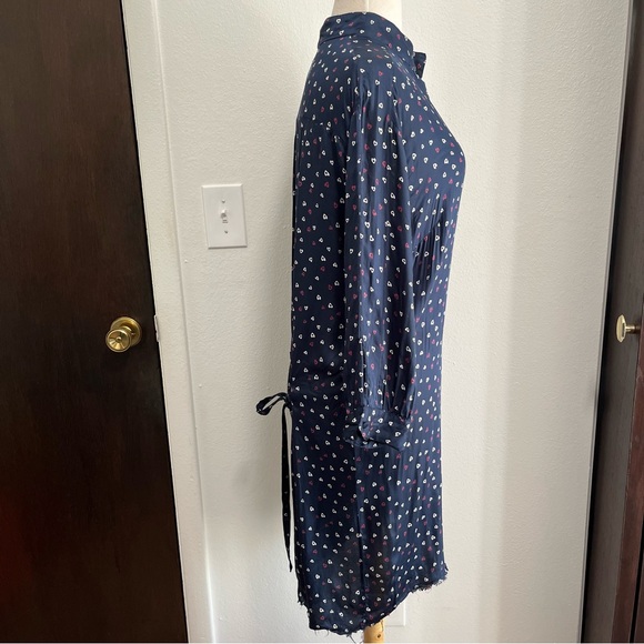 Zadig & Voltaire Ramia Heart Printed Button Navy Shirt Dress Womens Size Medium - Picture 4 of 12